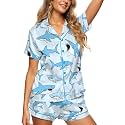 HUNTFAMI Women's Short Satin Pajama Set, Lightweight Softness Sleepwear