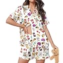 HUNTFAMI Women's Short Satin Pajama Funny Pajamas, Silky Lightweight Softness Sleepwear