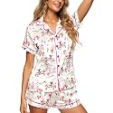 HUNTFAMI Women's Short Satin Pajama Set, Lightweight Softness Sleepwear