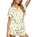 HUNTFAMI Women's Short Satin Pajama Set, Lightweight Softness Sleepwear