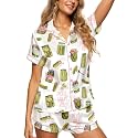HUNTFAMI Women's Short Satin Pajama Set, Lightweight Softness Sleepwear