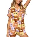 HUNTFAMI Women's Short Satin Pajama Set, Lightweight Softness Sleepwear