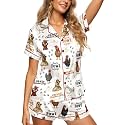 HUNTFAMI Women's Short Satin Pajama Set, Lightweight Softness Sleepwear