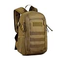 HUNTVP 10L Tactical Backpack Small Backpack Mini Daypack Military MOLLE Rucksack Gear Tactical Assault Pack Bag for Hunting Camping Trekking(10L Dark Brown)