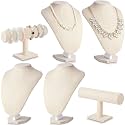 Huquary 6 Pcs Jewelry Display Necklace Bust Holder Linen,Flax