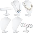 Huquary 6 Pcs White Velvet Jewelry Display Set Necklace Bust Holder