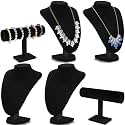Huquary 6 PcsVelvet Jewelry Display Necklace Bust Holder, Black