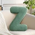 Alphabet Z Pillow Ginger Initial Letter Cushion Decorative Nursey Pillow Lambs Wool Novelty Room Decor (Z, 14.9" Lx11.8 W)