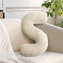 Ivory Alphabet S Pillow Decorative Sofa Couch Throw Pillow Novelty Nursey Playroom Decor Toddler Gifts (S, 14.9" Lx11.8 W)
