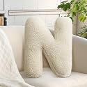 Ivory Letter Pillow Alphabet N Decorative Throw Pillow