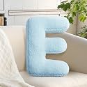 Light Blue Letter Pillow Soft Couch Decorative Alphabet Cushion
