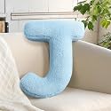 Plush Alphabet J Letter Pillow Light Blue Initial Letter Cushion