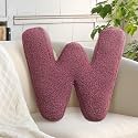 Plush Alphabet W Pillow Initial Letter Cushion Soft Novelty Pillow Decor for Kids Room Toddler Gifts (W, 14.9" Lx11.8 W)