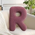 Letter Pillow for Couch Dark Red Initial Alphabet R Throw Pillow