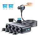 HURMAI Cigarette Lighter Splitter 216W 4 Socket USB C Car Charger Adapter