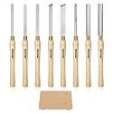 HURRICANE 8pc Wood Lathe Chisel Set, M2 HSS Wood Turning Tools with 10" Solid Hardwood Handles, Lathe Tool Kit for Beginners and DIY Hobbyists, Includes Protective Wooden Box