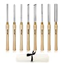HURRICANE 8pc Wood Lathe Chisel Set, M2 HSS Wood Turning Tools with 10" Solid Hardwood Handles, Lathe Tool Kit for Beginners and DIY Hobbyists, Includes Protective Canvas Pouch