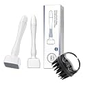 HURRYSHOPPY Derma Stamp Adjustable Pen 100 a Titanium Micro Needles 0mm - 3mm, With Hair Scalp Massager Professional Microneedling Pen for Skin Repair, Body, Face, Hair & Beard Growth Hair Scalp Massager With Soft Silicon