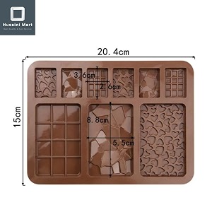 husaini mart  1pcs 9 holes multipurpose diy baking tool silicone non-stick chocolate waffle biscuit mould rectangle kitchen supplies multicolored pack of -1 design - 1