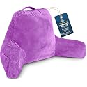 Husband Pillow Light Purple, Original Reading Pillow in Bed Rest Chair, Shredded Memory Foam Large Lounge Cushion Adult Backrest with Arms, Comfy Back Support for Sit Sitting Up, Wash/Removable Cover