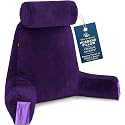 Husband Pillow Medium Reading Pillow with Arms - 23" Backrest for Sitting Up in Bed - Firm Support Bed Rest Pillow for Adults, Neck Roll, Removable Cover - TV, Reading, Lounging - Purple