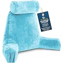 Husband Pillow Medium Reading Pillow with Arms - 23" Backrest for Sitting Up in Bed - Firm Support Bed Rest Pillow for Adults, Neck Roll, Removable Cover - TV, Reading, Lounging - Carolina Blue