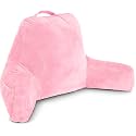Husband Pillow Pink, Original Reading Pillow in Bed Rest Chair, Shredded Memory Foam Large Lounge Cushion Adult Backrest with Arms, Comfy Back Support for Sit Sitting Up, Washable/Removable Cover