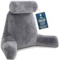 Husband Pillow XXL The Original for Adults - 30" Tall Backrest for Sitting Up in Bed - Firm Support Reading &amp; Bed Rest Pillows for Adults, Neck Roll, Removable Cover - TV - Dark Grey