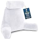 Husband Pillow XXL The Original for Adults - 30" Tall Backrest for Sitting Up in Bed - Firm Support Reading &amp; Bed Rest Pillows for Adults, Neck Roll, Removable Cover - TV - White