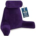 Husband Pillow XXL The Original for Adults - 30" Tall Backrest for Sitting Up in Bed - Firm Support Reading &amp; Bed Rest Pillows for Adults, Neck Roll, Removable Cover - TV - Purple