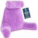 Husband Pillow XXL The Original for Adults - 30" Tall Backrest for Sitting Up in Bed - Firm Support Reading, Bed Rest Pillow for Adults, Neck Roll, Removable Cover - TV - Light Purple