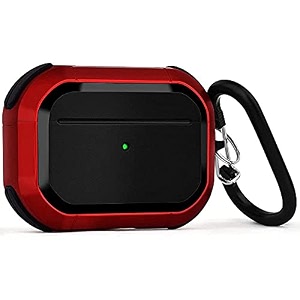 hush protective airpods pro cover case - durable armor case compatible with airpods pro red