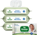 Hushabye Premium Milk Cleansing Baby Wipes With Lid, Vitamin E, pH Balanced, Pack of 4