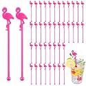 Hushee 100 Pcs Flamingo Swizzle Sticks 6" Cocktail Stir Reusable Food Picks