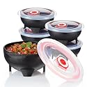 Hushee 5 Set Salsa Bowl with Lids, 4.3 Inch 12 oz Dip Bowls