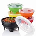 Hushee 5 Set Salsa Bowl with Lids, 4.3 Inch 12 oz Dip Bowls, Multicolor