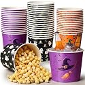 Hushee 50 Pcs Halloween Paper Food Bucket, Pumpkin Ghost Witch, 64 oz
