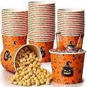 Hushee 50 Pcs Halloween Paper Food Bucket, Pumpkin Fall Party, 64 oz
