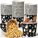 Hushee 50 Pcs Halloween Paper Food Bucket, Ghost Snack Containers, 64 oz