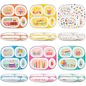 Hushee 6 Pcs 9.4 x 8.2 Inch Birthday Plates for Kids, Divided Plastic Plate