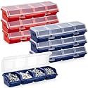 Hushee 6 Pcs Screw Organizer Box with Lid 4 Compartments, Blue,Red