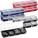 Hushee 6 Pcs Screw Organizer Box with Lid 4 Compartments, Blue,Red,Black