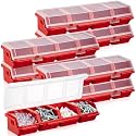 Hushee 6 Pcs Screw Organizer Box with Lid 4 Compartments, Red