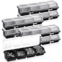Hushee 6 Pcs Screw Organizer Box with Lid 4 Compartments, Black