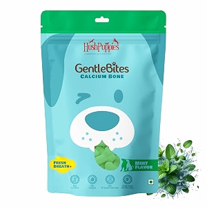 hushpuppies gentlebites calcium bones  vitamins with antioxidants for adult and puppies 190g each pack mintpack of 1190gm