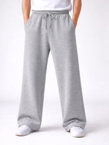 HUSTLEWELL Loose Fit Men Grey Trousers