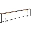 Huuger 110.2-133.8'' Extendable Behind Couch Table with Outlets, Rustic Brown