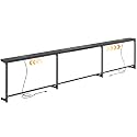 Huuger 110.2-133.8'' Extendable Behind Couch Table with Outlets, Black