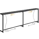 Huuger 63.4-78.3'' Extendable Behind Couch Table with Outlets, Black