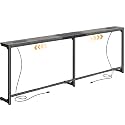 Huuger 63.4-78.3'' Extendable Behind Couch Table with Outlets, Grey